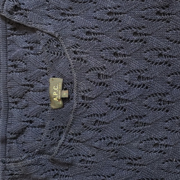A.P.C. Tank Shell Cotton Navy Top  Open  Knit Scoop Neck SIZE medium - Picture 4 of 10